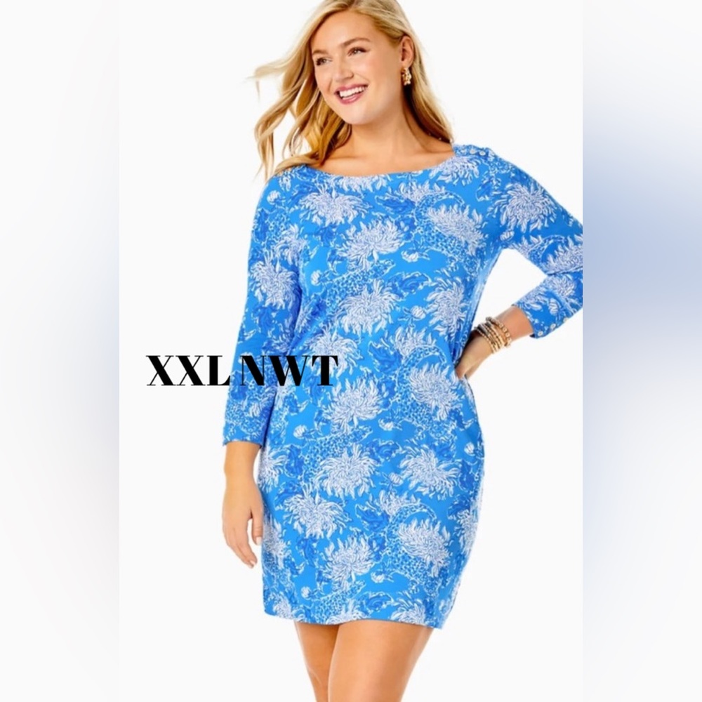 NWT XXL Lilly Pulitzer Sophie Croc and Lock it Boca Blue.  UPF 50+ sun protectio